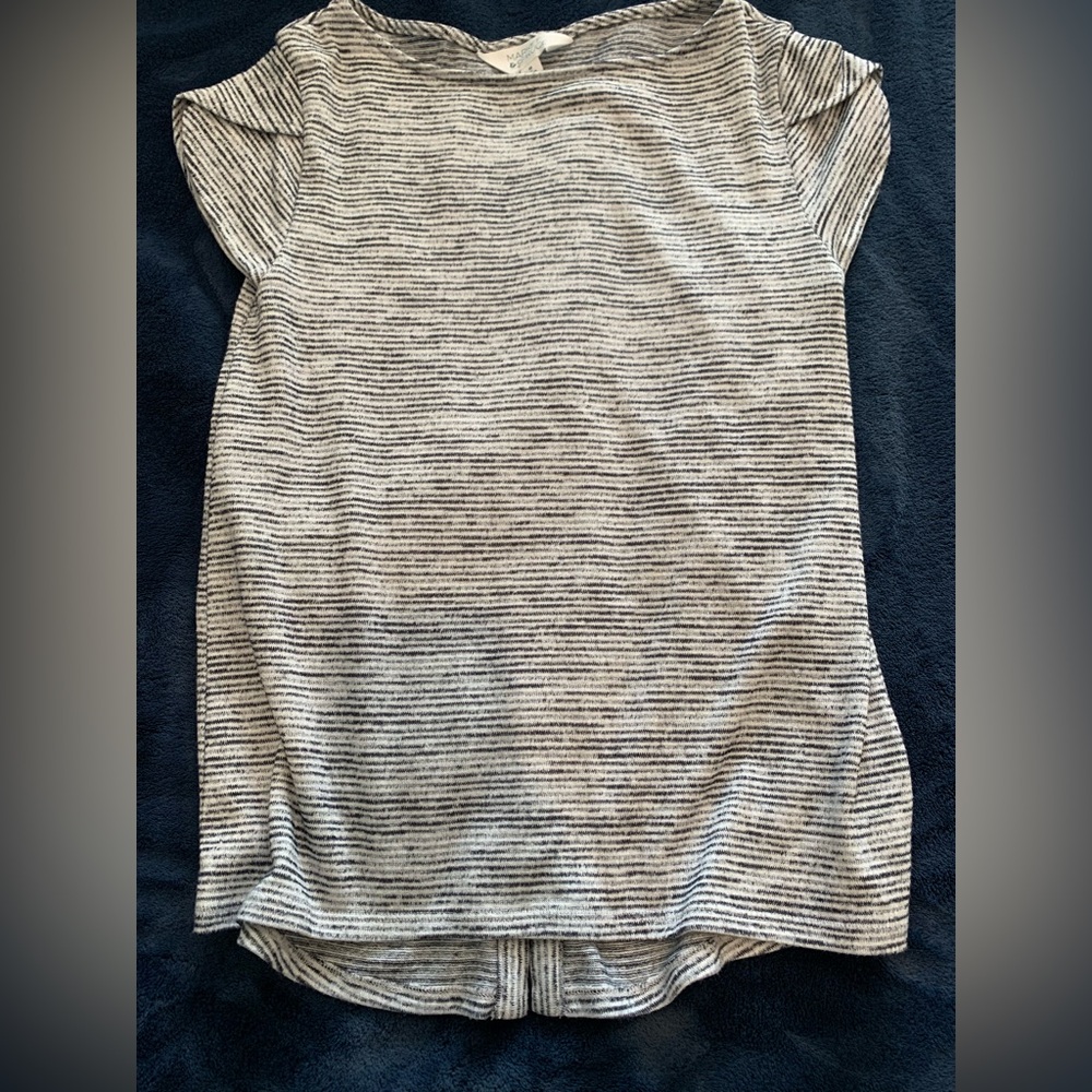 Market & Spruce Grey Striped Boutique Shirt Size XS Petite